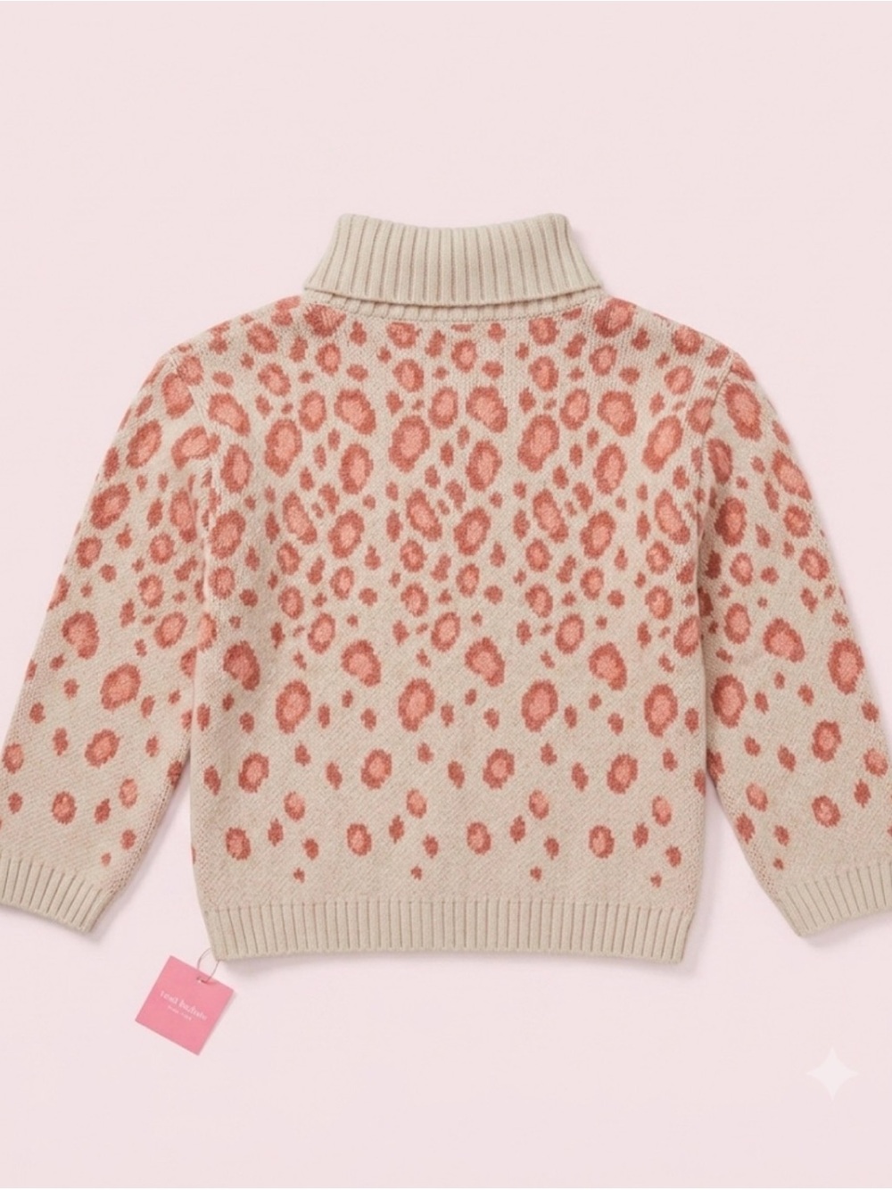 Isaac Mizrahi Cream and Pink Leopard Turtleneck Sweater